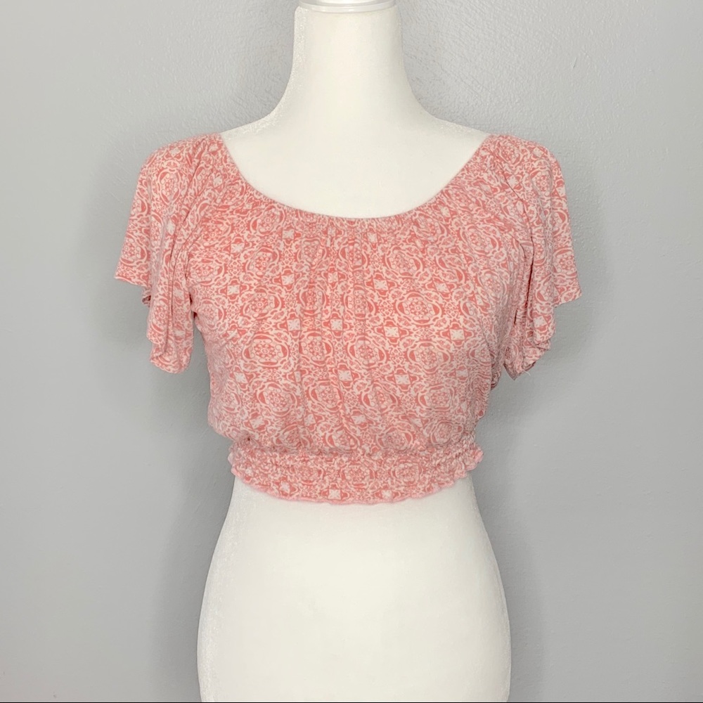 Pink & White girly pattern crop top